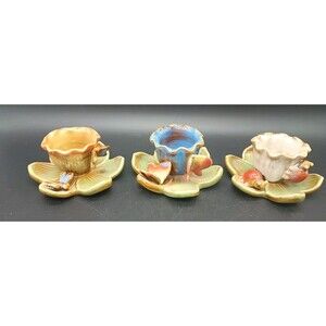 Vintage Ceramic Candle Holders Lotus Flowers Ladybugs Butterflies Dragonfly